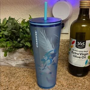 Starbucks | Blue Floral Tumbler with Straw